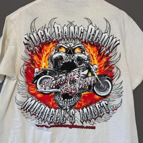 Suck Bang Blow Motorcycle T-Shirt Skull Graphic Size Large Grunge Emo Style - Picture 10 of 16